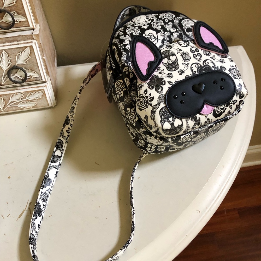 NWT Betsey Johnson XOBaybee Backpack Skull Goth Dog Convertible Backpack Mini - Picture 4 of 7